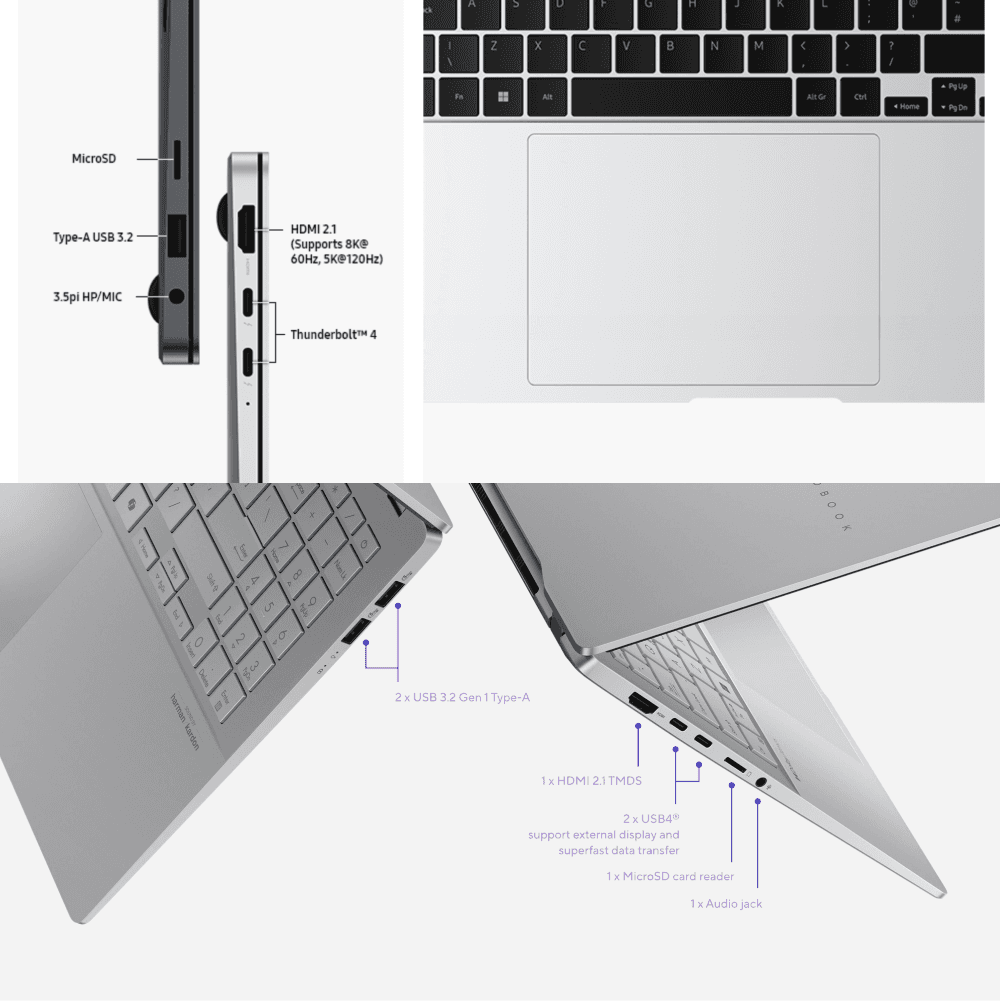 I/O ports of ASUS Vivobook S15 vs. Galaxy Book 4 Pro