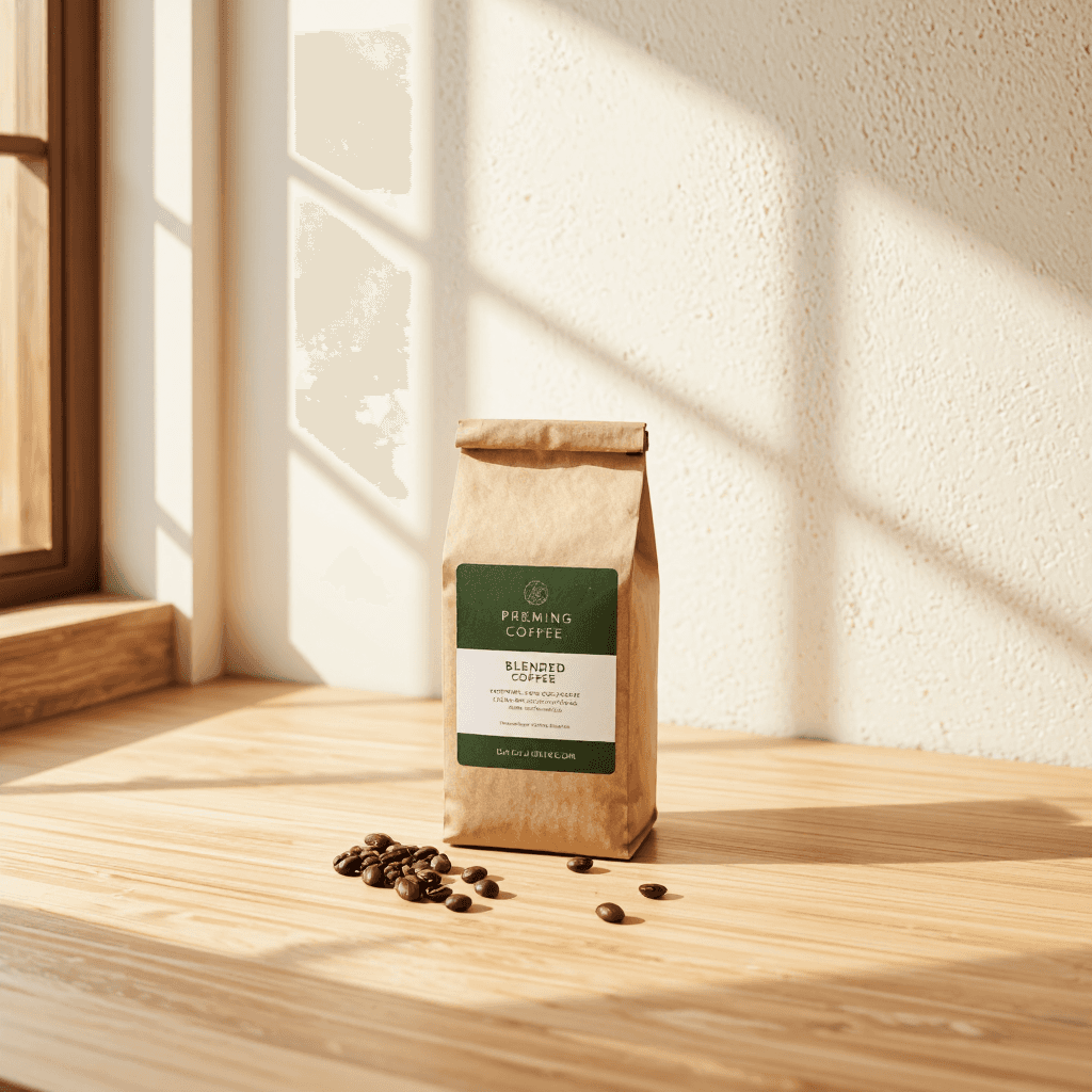 product photography of a box of blended coffee