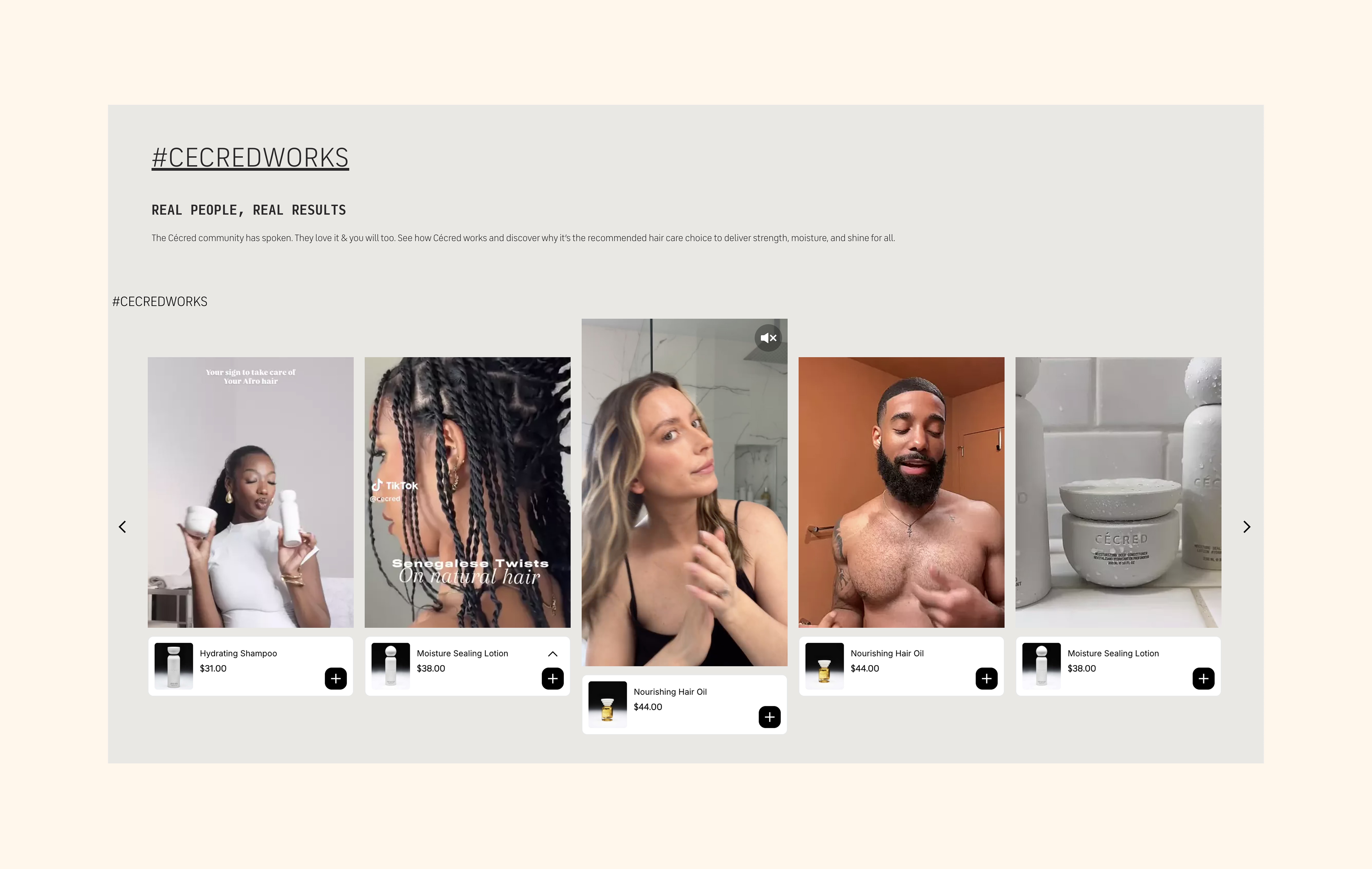 Cécred founder’s favorites page featuring curated product selections