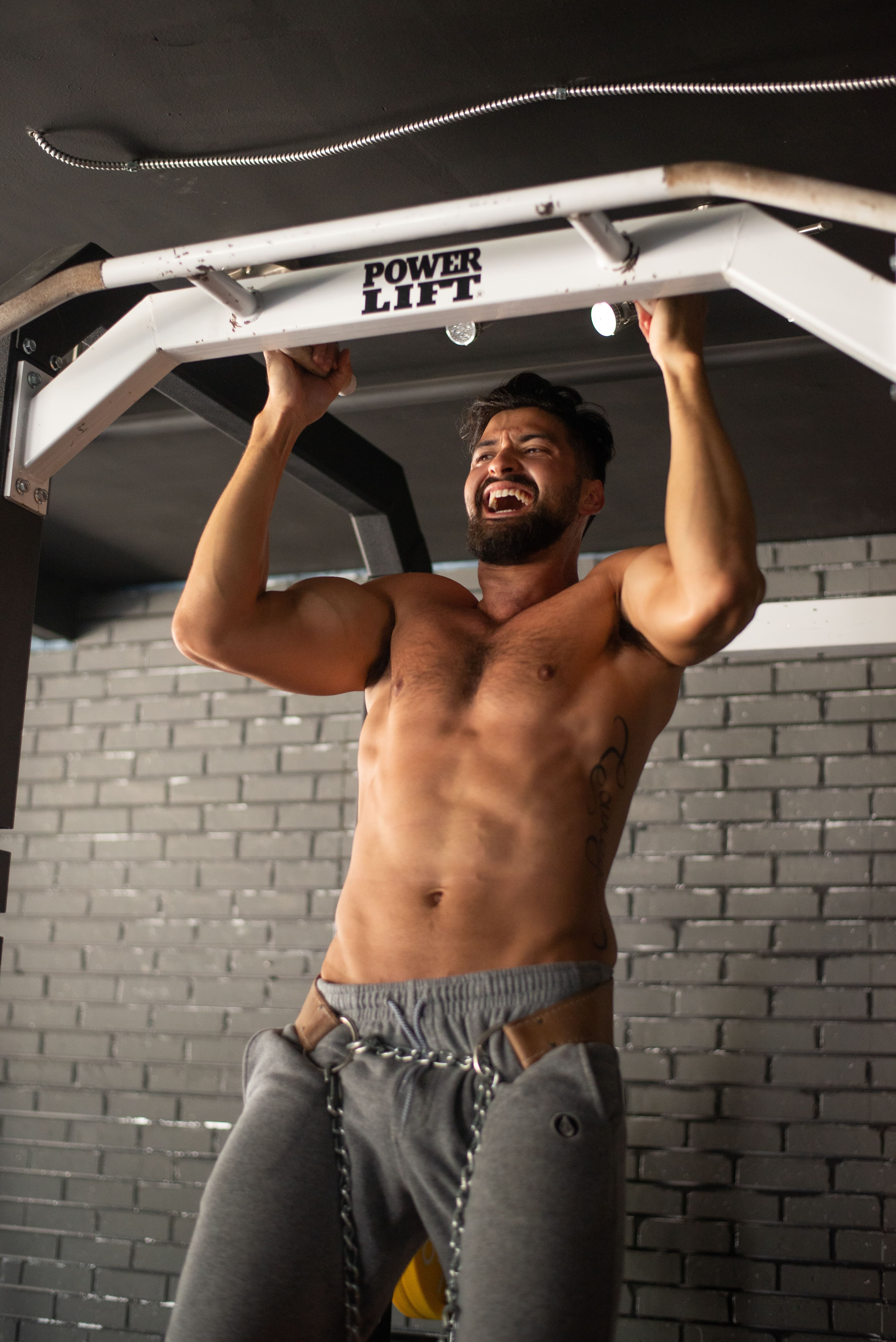 Friends using digital table at gym