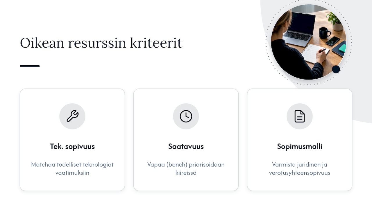 Kuinka valita oikeat resurssit projektiluonteisiin tehtäviin — overview diagram