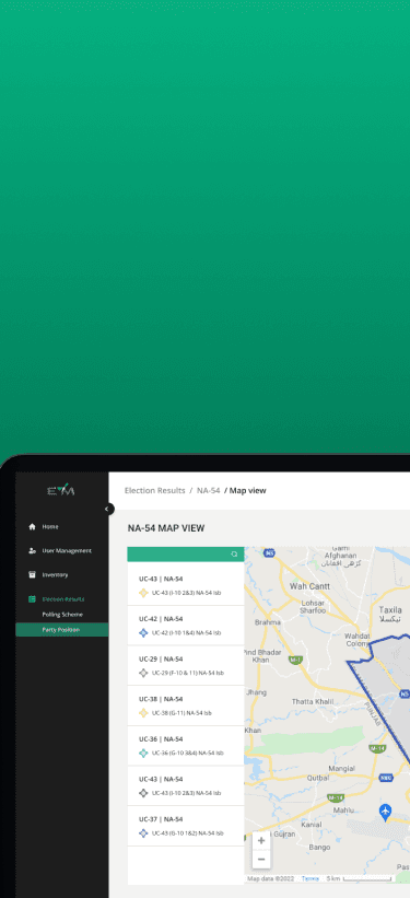 EMS platform showcasing user-friendly election data upload and monitoring features for presiding officers