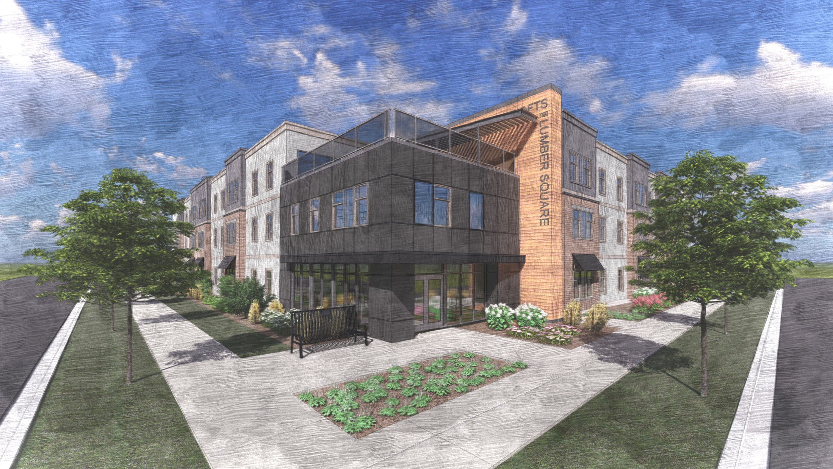 Lofts at Lumber Square Rendering downtown Petoskey