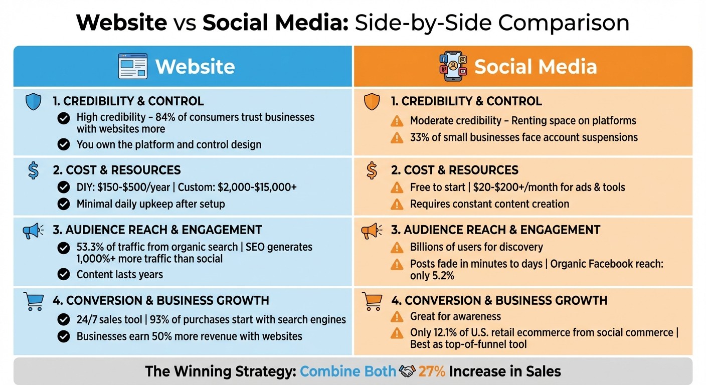 Website vs Social Media: Key Differences for Business Success