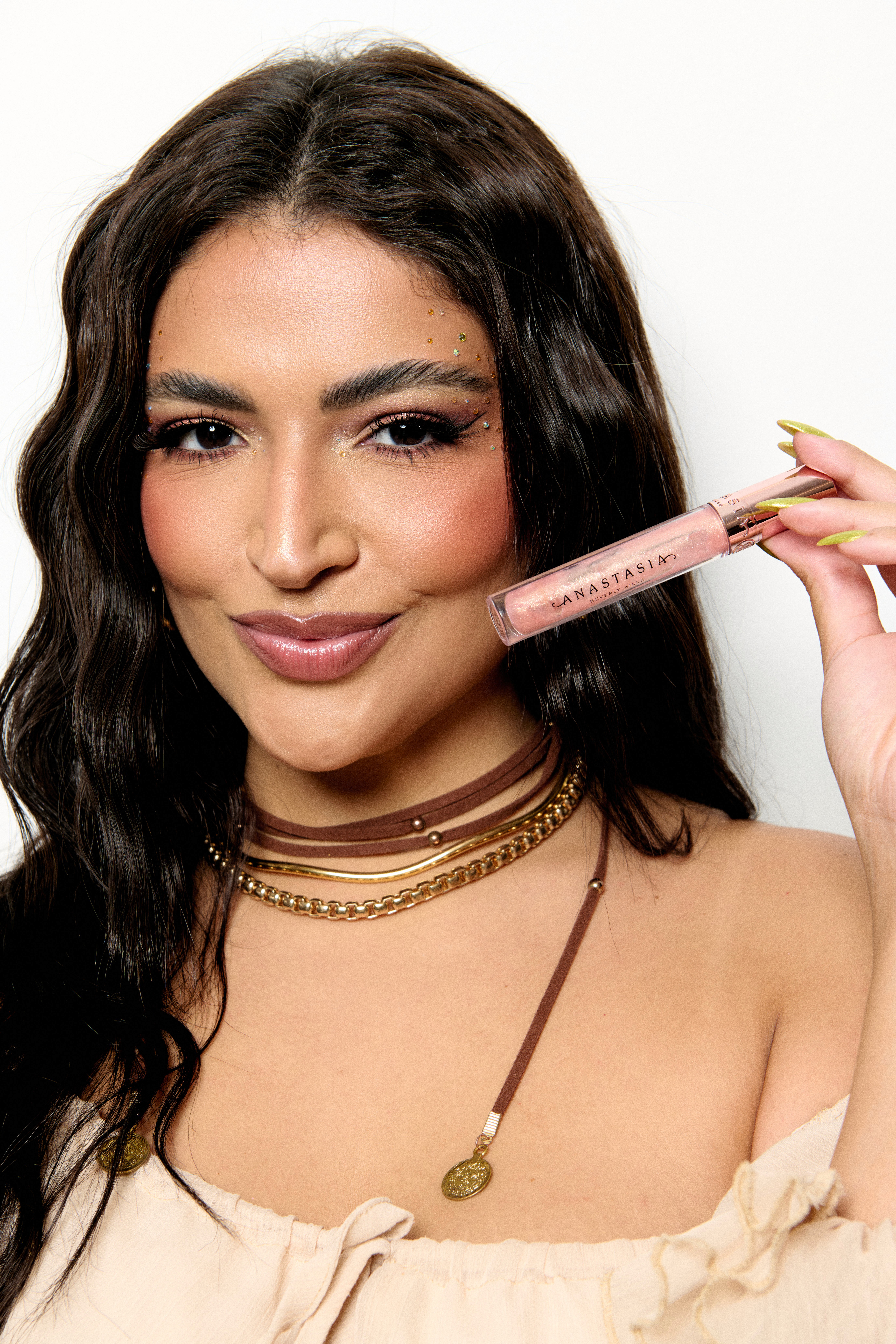 Beautiful lady with a ray of sunlight shining on her face