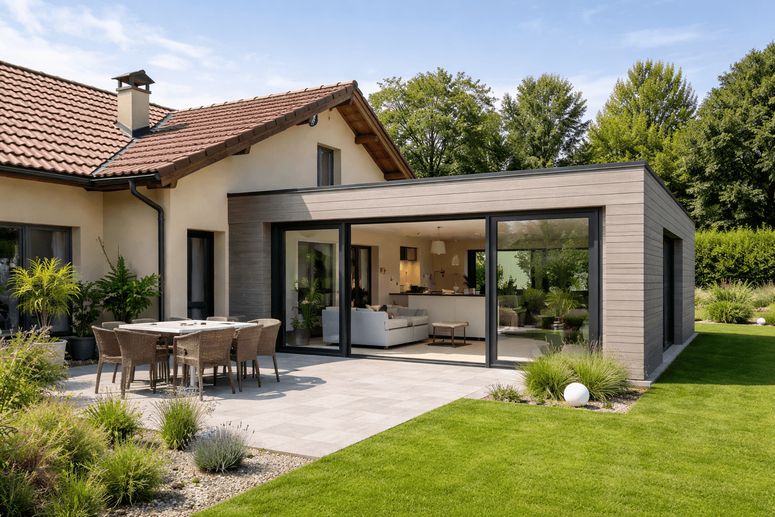 man and woman sitting on table