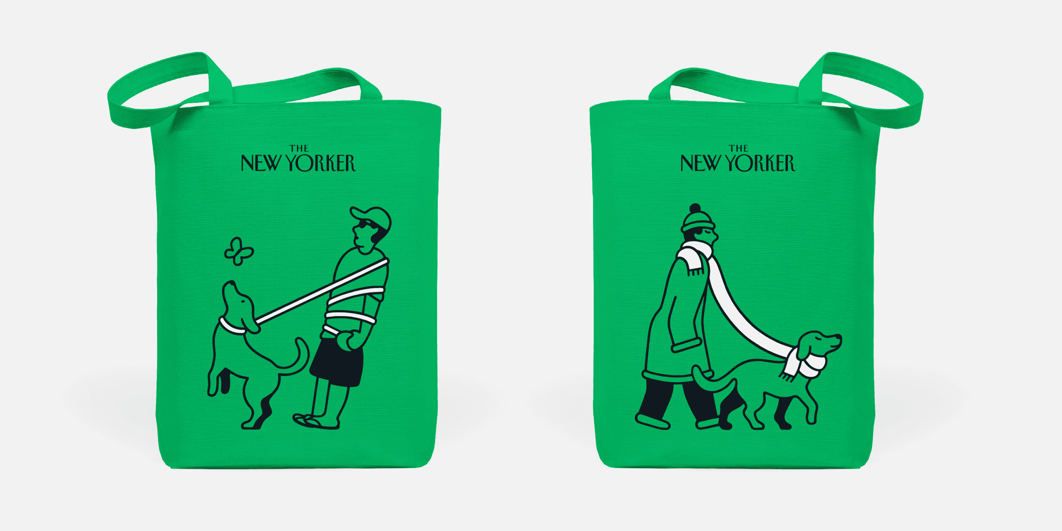 Green limited-edition tote for The New Yorker with Miguel Porlan's spring illustration.