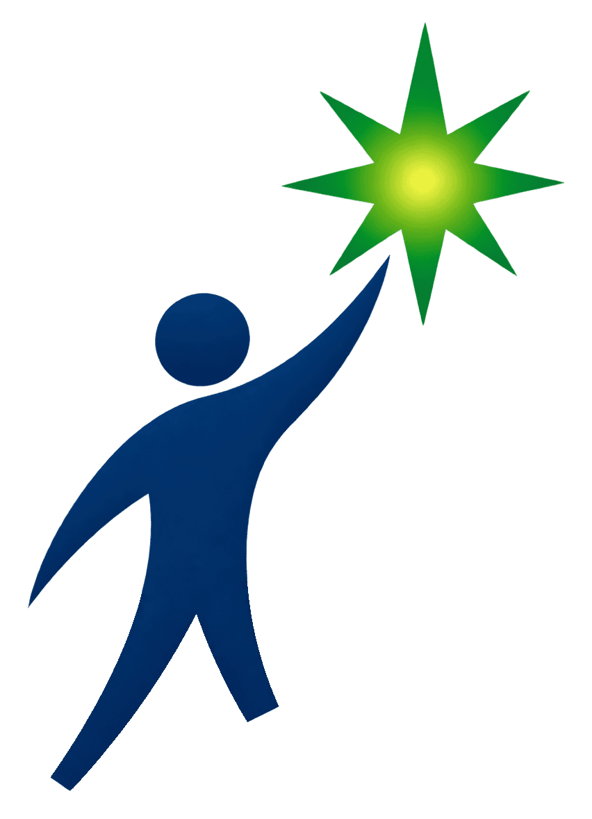 Thrive Person representing you reaching toward the North Star representing what matters most