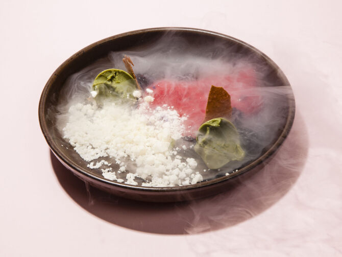 The Manor: Blackberries, Soya Milk Sorbet and Yoghurt Snow