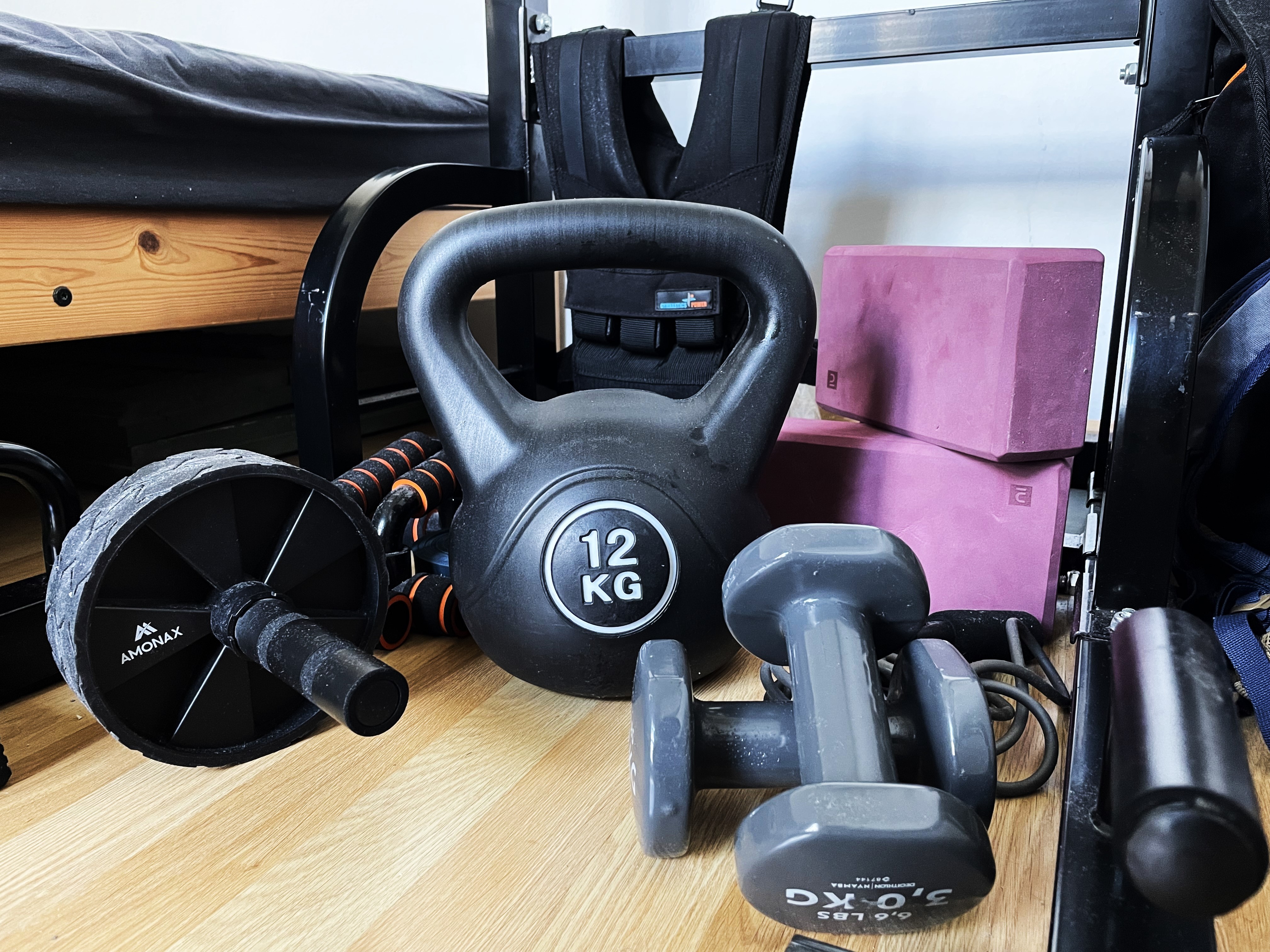 Some of my workout equipment at home.