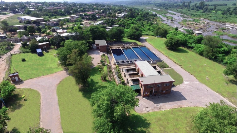 Aerial view of water treatment facility