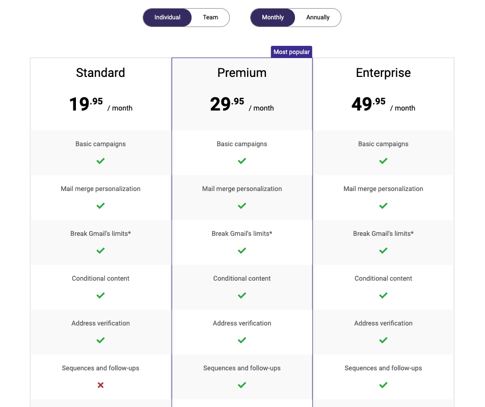 GMass Pricing