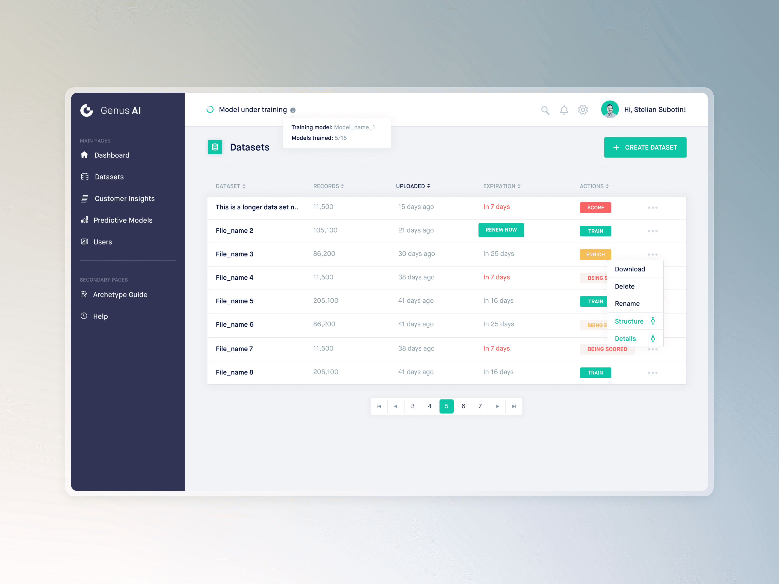 Landing page presenting dashboard of a product