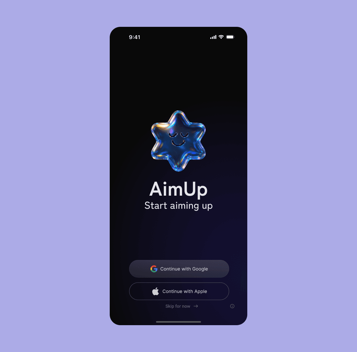mobile exihibiting app login screen