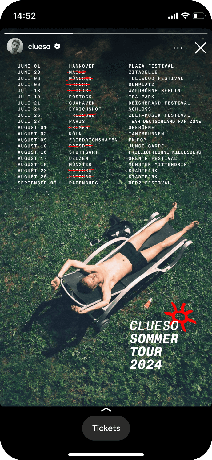 T-Shirt mit Clueso-Sommertour-Motiv