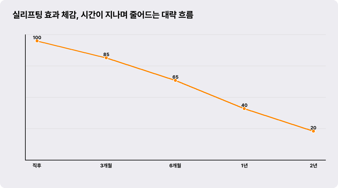 실리프팅 효과 체감, 시간이 지나며 줄어드는 대략 흐름