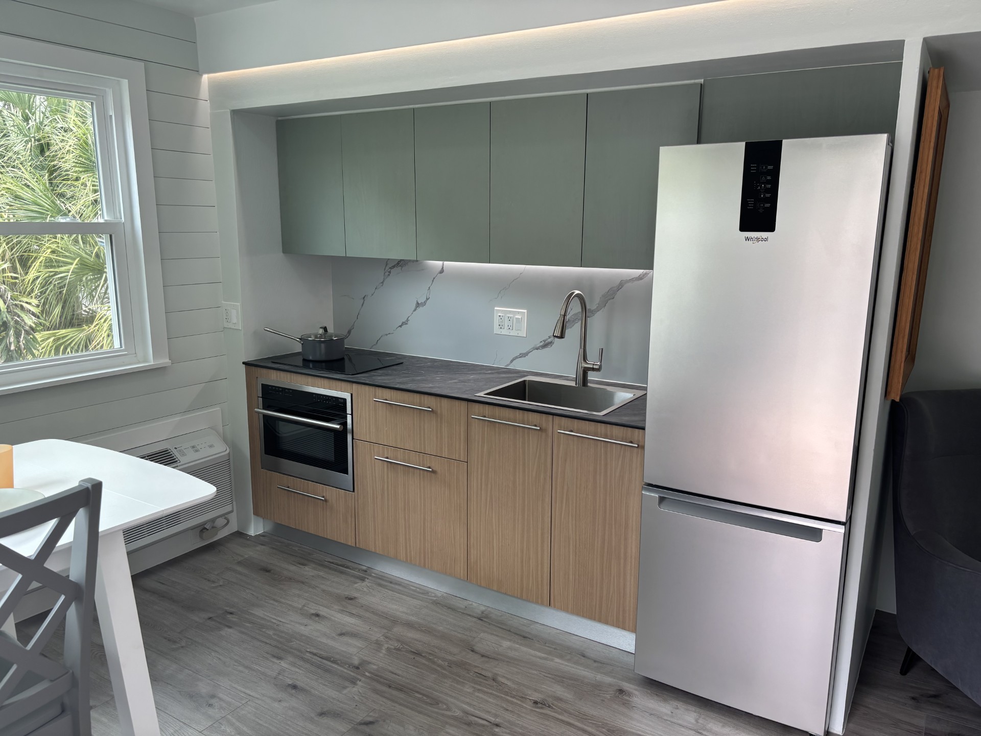 ADU interior living space with kitchen and seating area