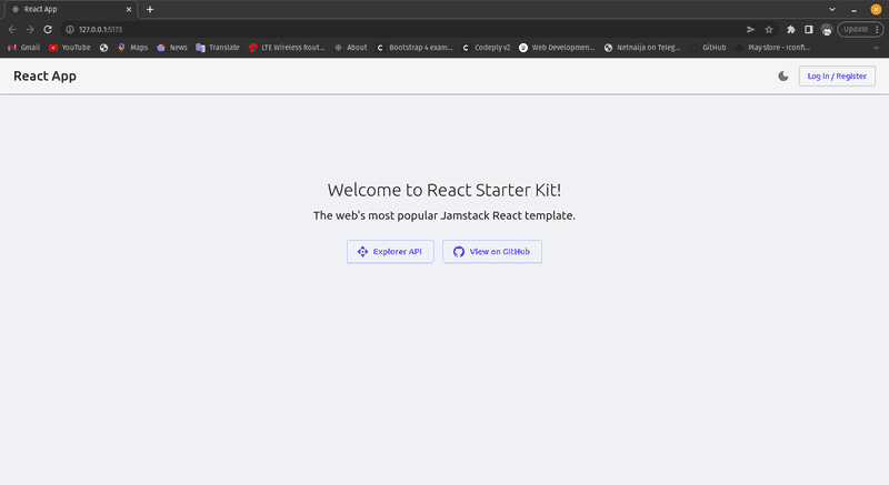 Successful project setup with React Starter Kit.