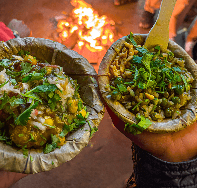 Chura matar and aloo tikki chat
