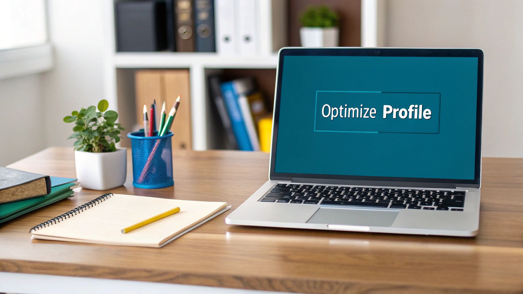 A professional working on their laptop, focused on building their LinkedIn personal brand.