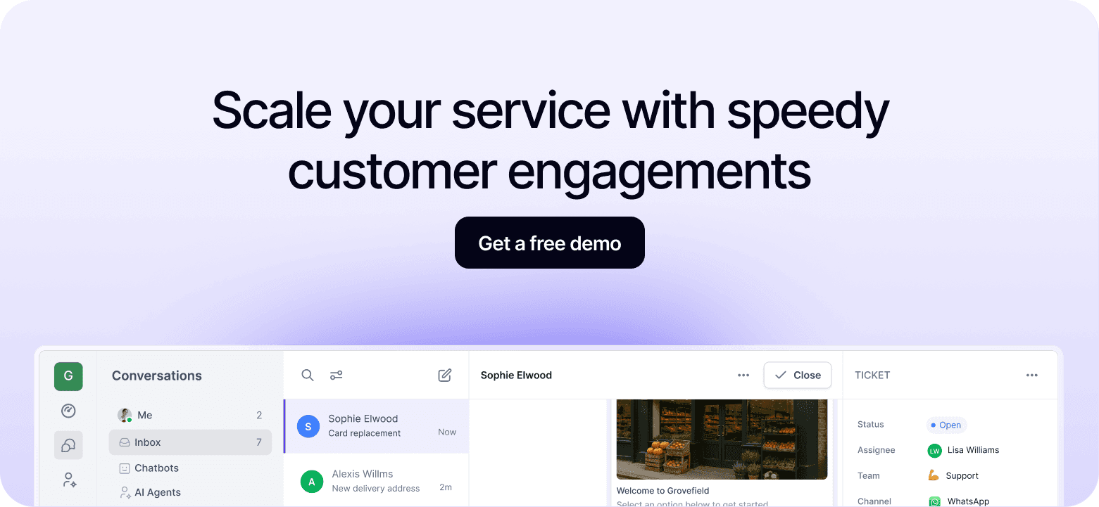 Cue demo request banner showing customer engagement features