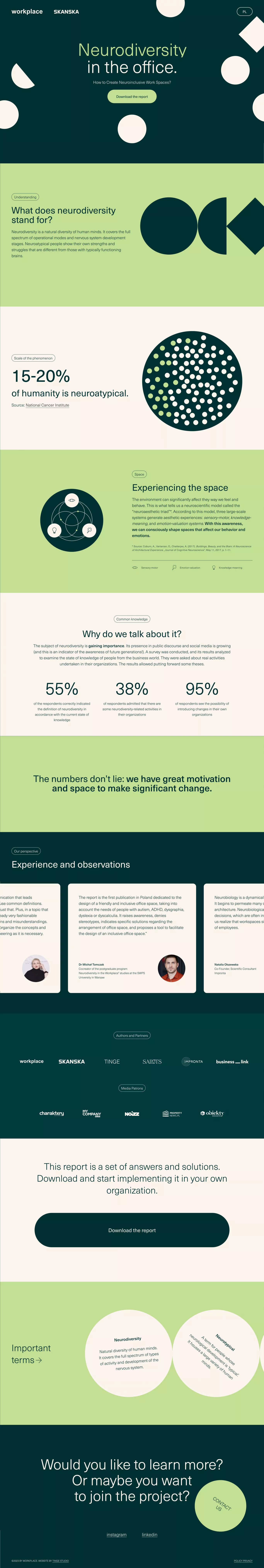 Neuroróżnorodni w biurze - Neuroróżnorod other page screenshot showcasing Education design