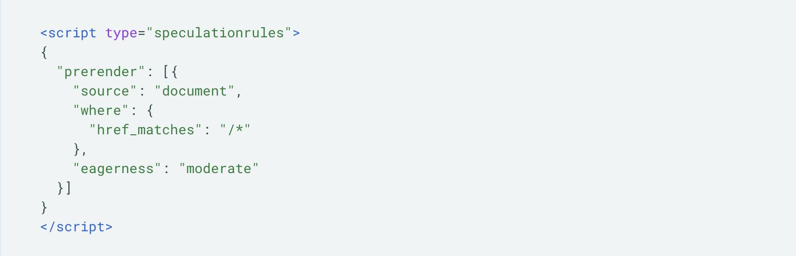 Example snippet for enabling prerenders