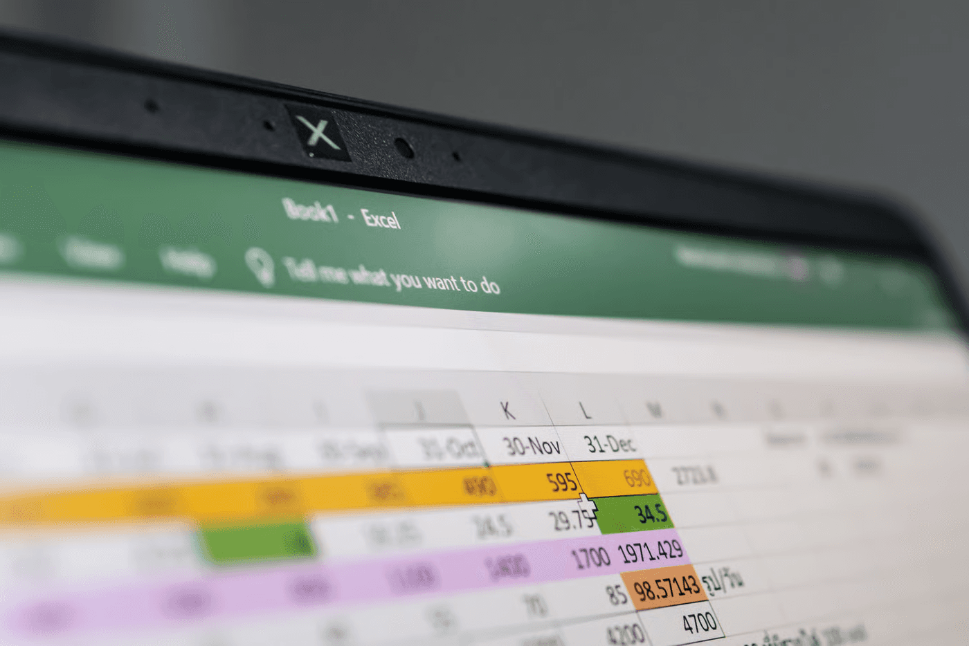 Close-up of Microsoft Excel spreadsheet on screen - Data Visualization With Python in Excel