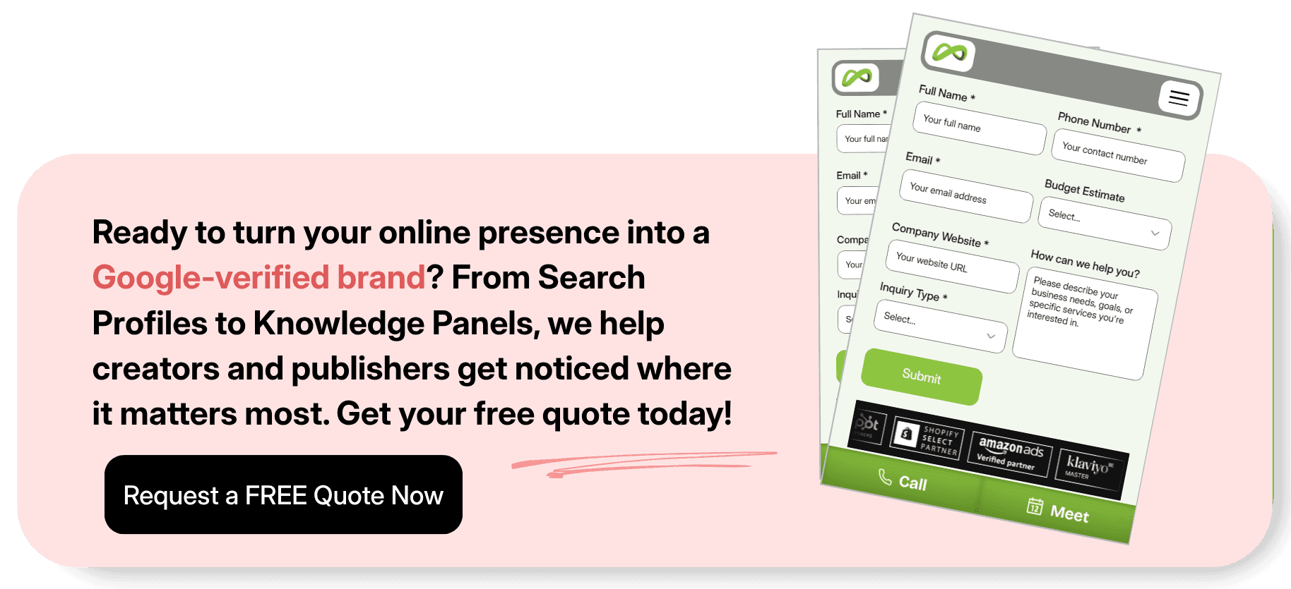 Call-to-action to request a free quote