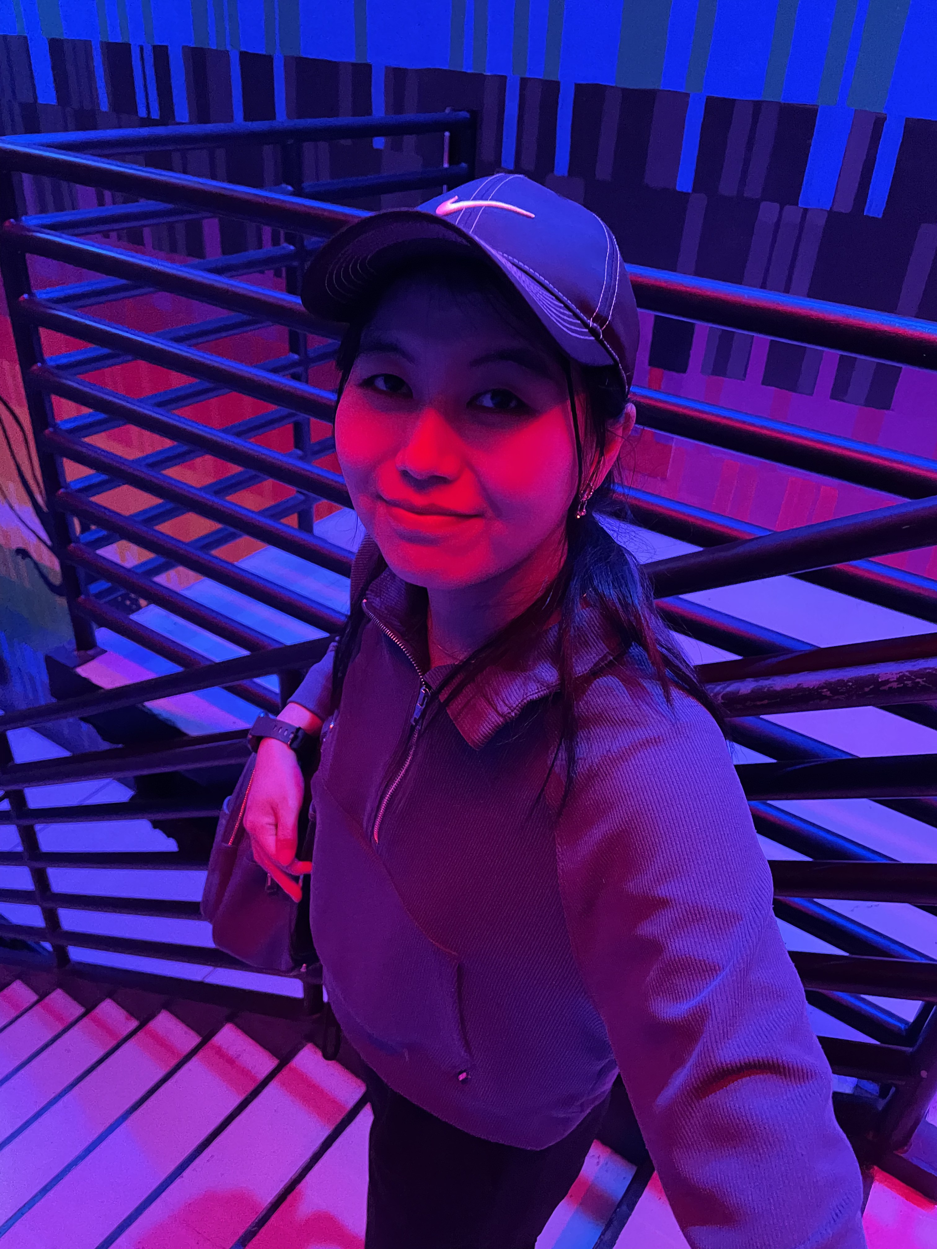 Celine: A creative and approachable product designer in a vibrant, tech-inspired space