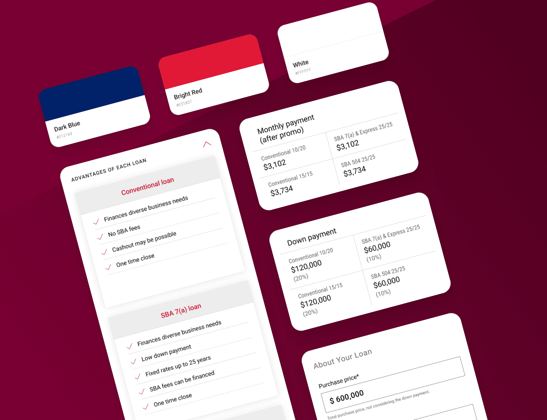 Visual patterns and summary components helped users compare loan options more quickly and confidently.