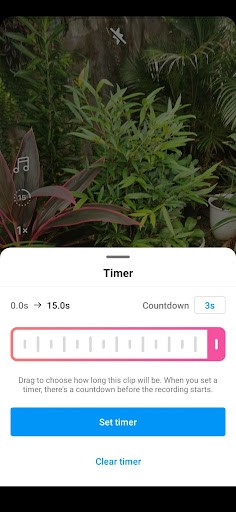 setting the timer on IG Reels