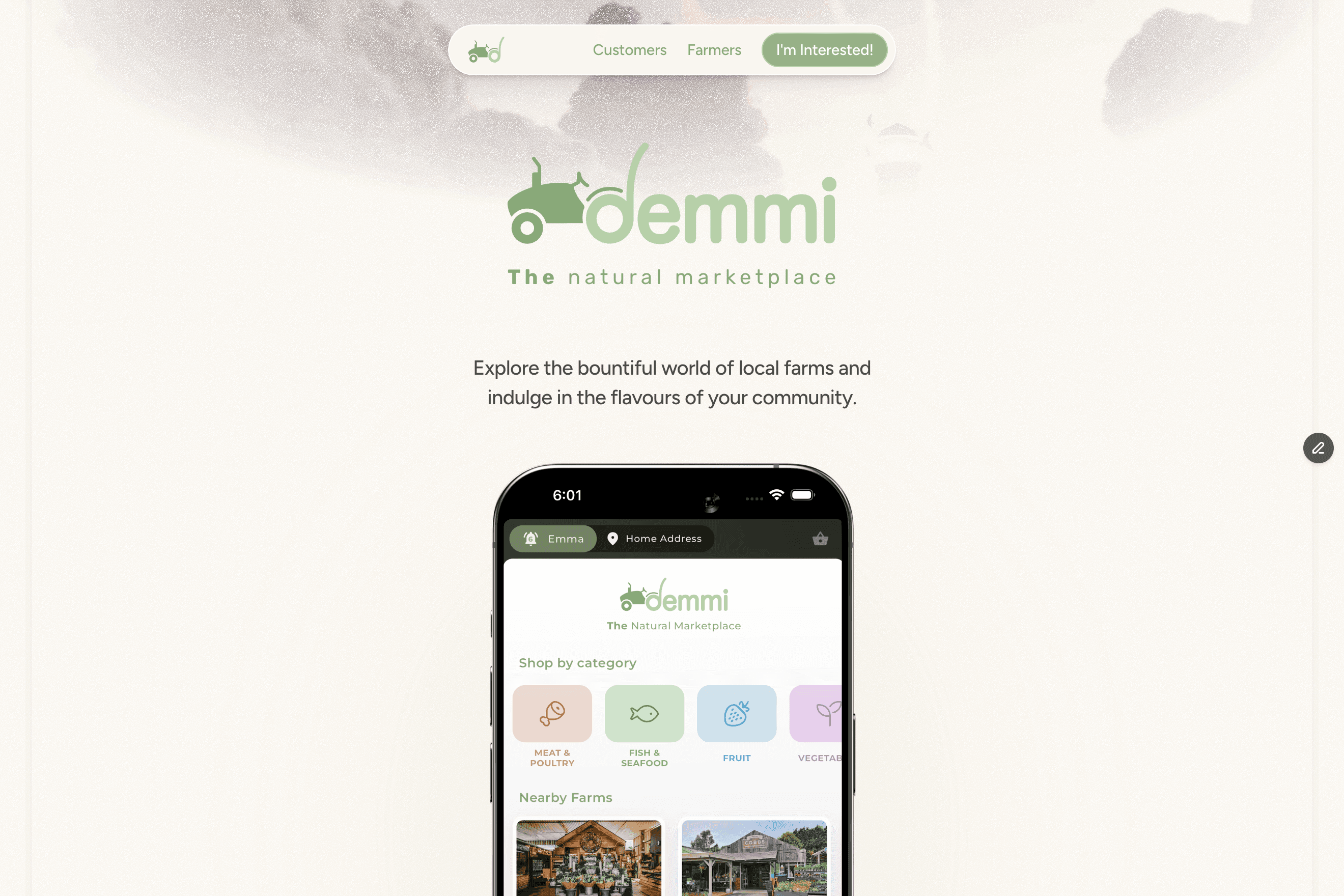 Two screens from a fictional AI mobile app on an orange gradient background