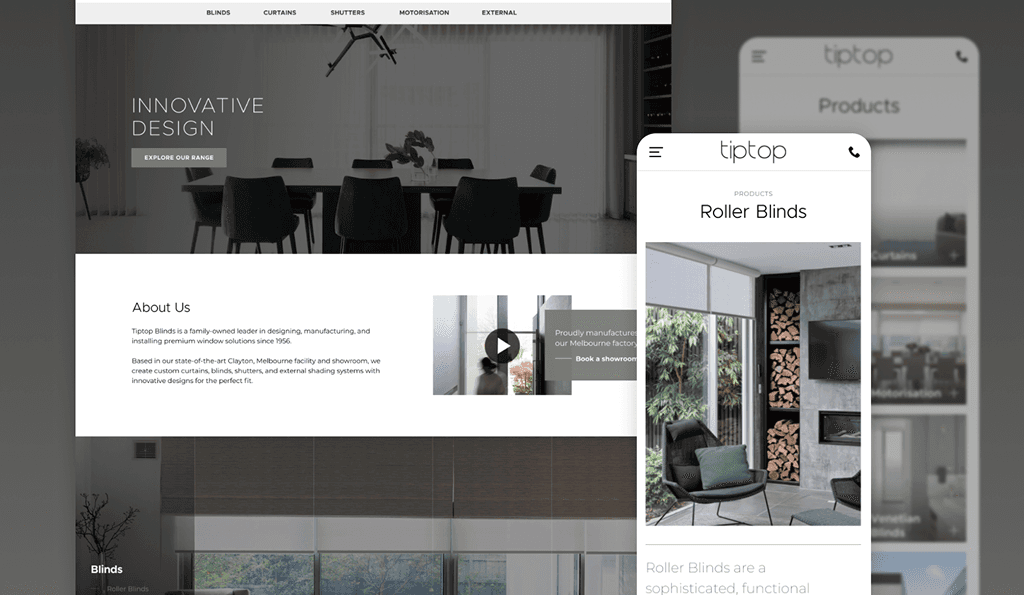 Tip Top Blinds website design