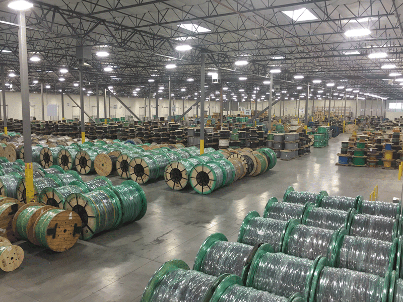 Priority Wire and Cable large scale wire and cable inventory warehouse for electrical distribution supply in commercial and industrial projects in British Columbia