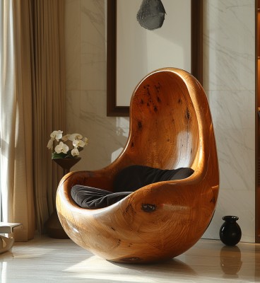 Wooden egg chair