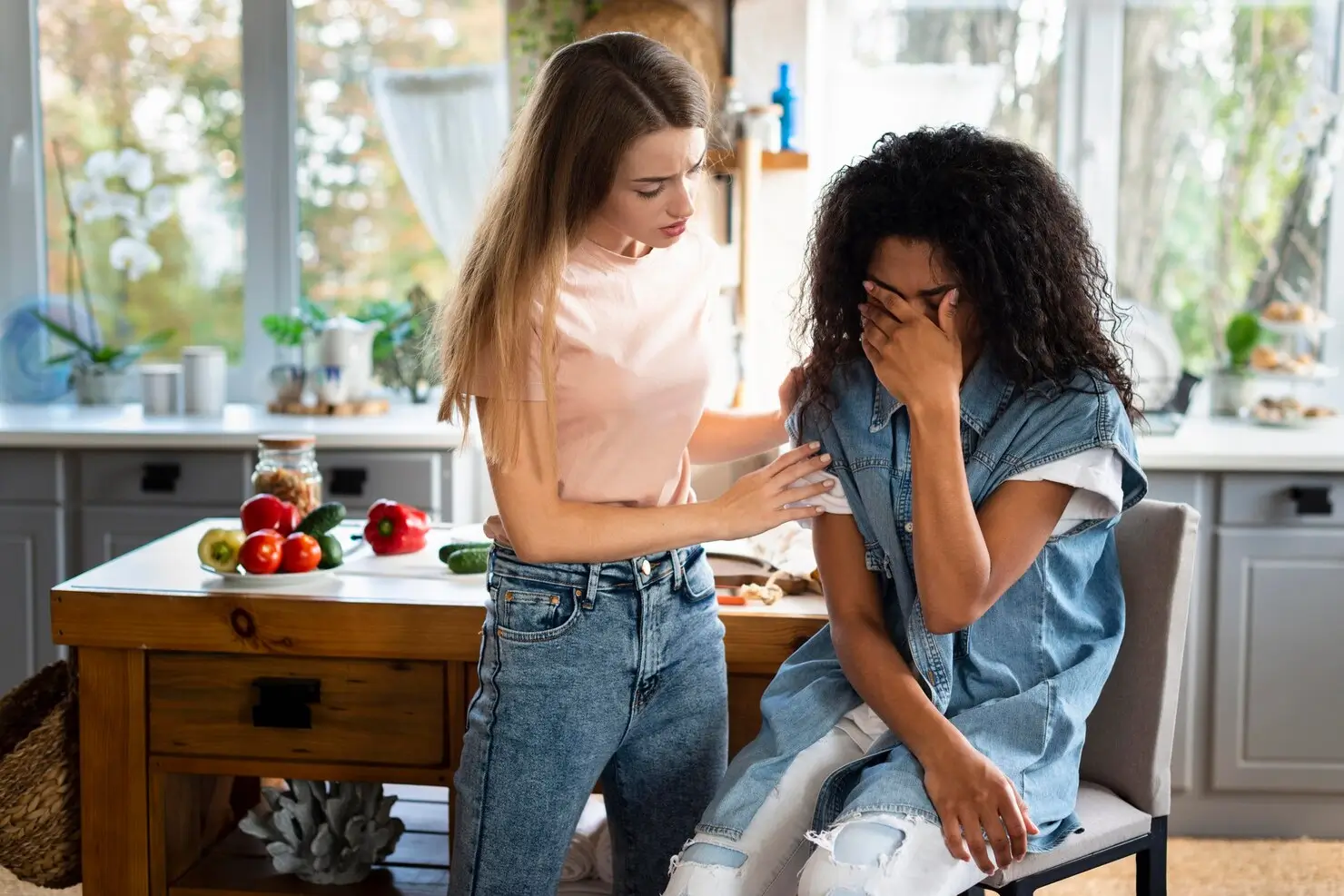 Woman Consoling Her Sad Friend