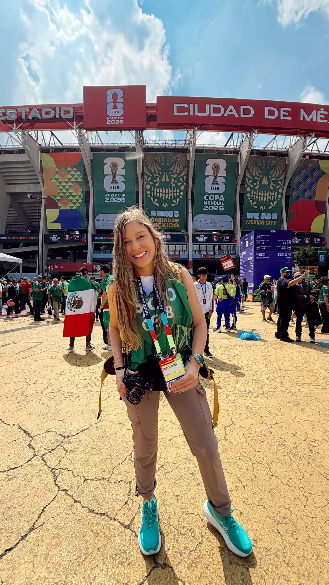Andrea Trega at Estadio Azteca in Mexico City, capturing the atmosphere of one of football's most iconic stadiums for Global Content Agency.