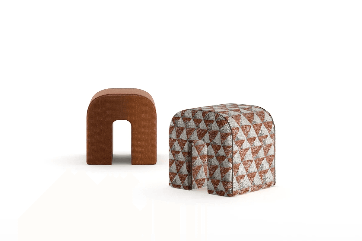 pixel pouf with different textiles