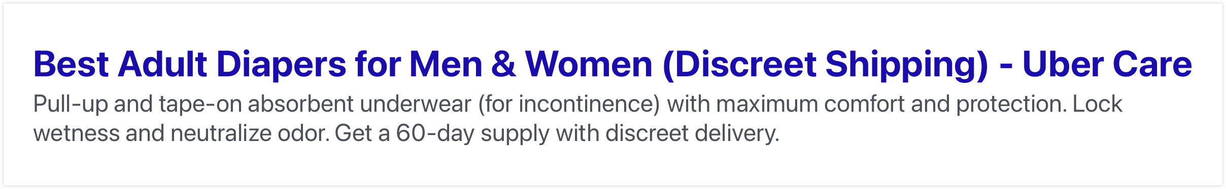 Final adult diaper product title tag and meta description