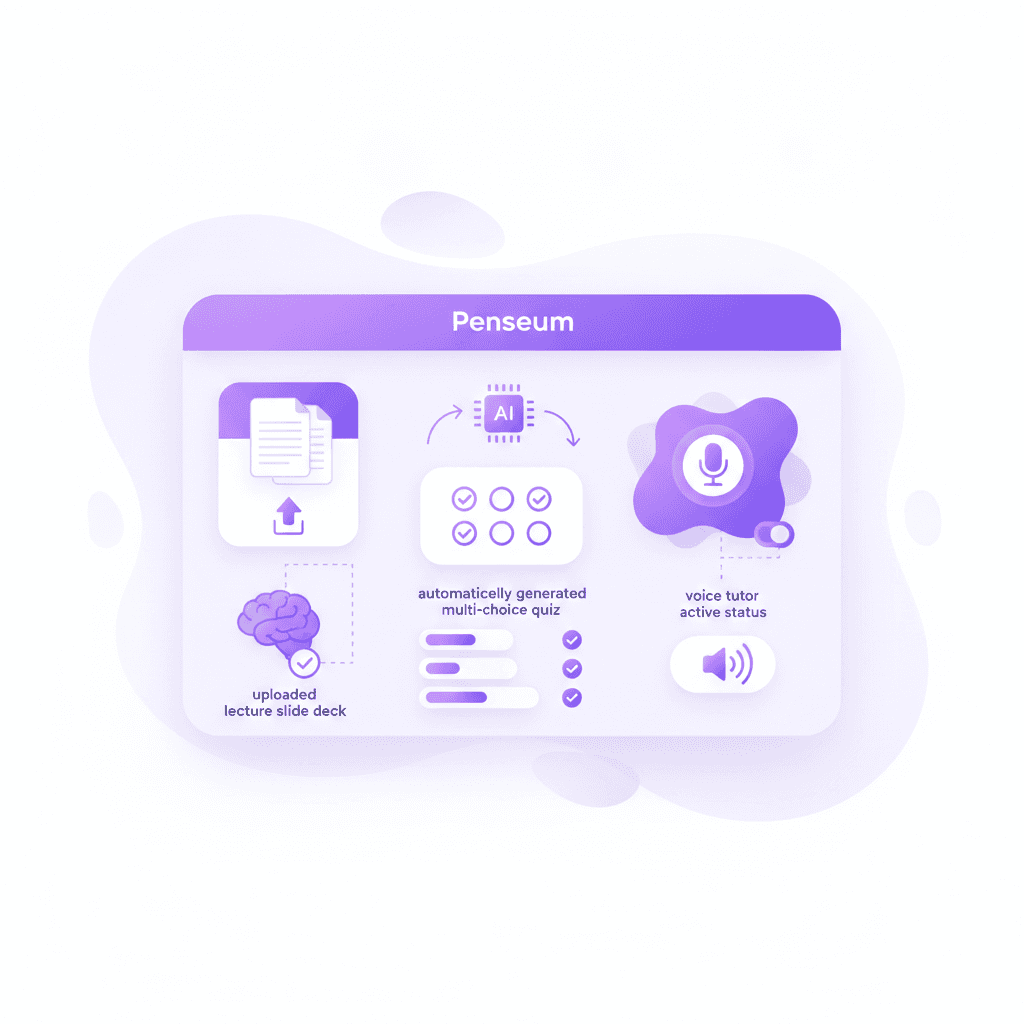 Penseum workspace generating custom study guides from uploaded PDFs
