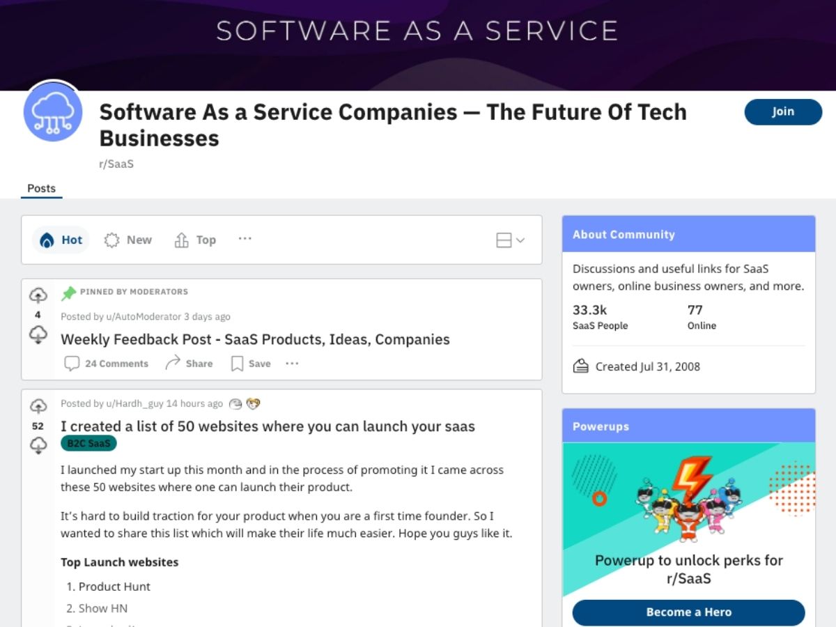 SaaS communities: reddit