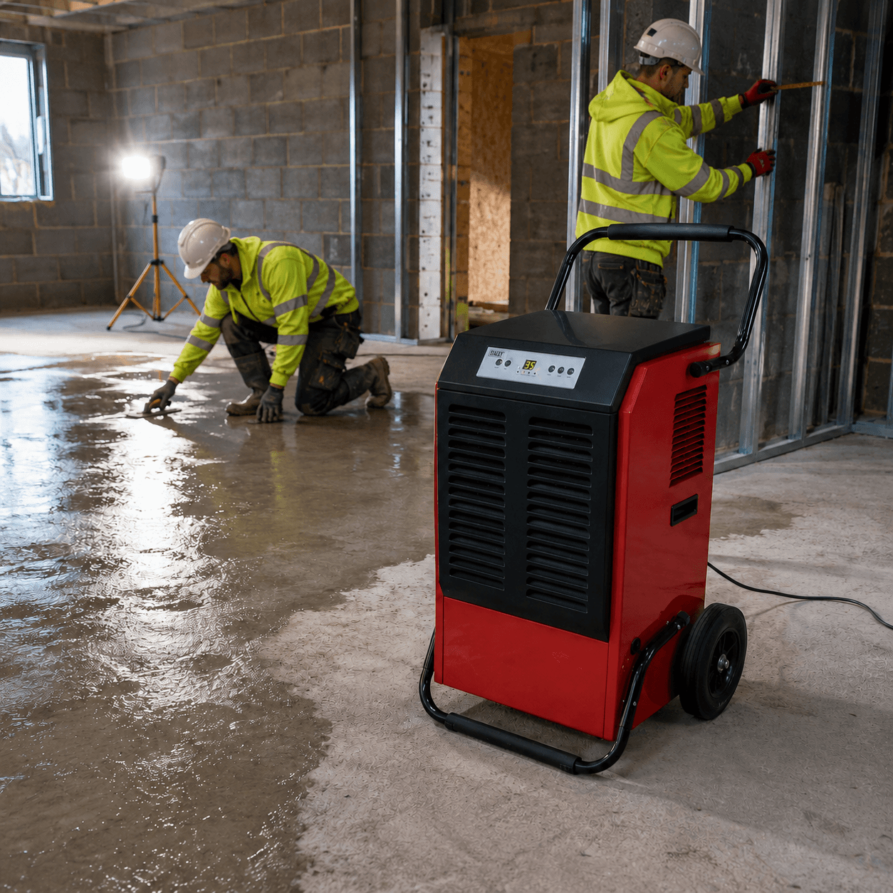 Industrial dehumidifier on a drying site