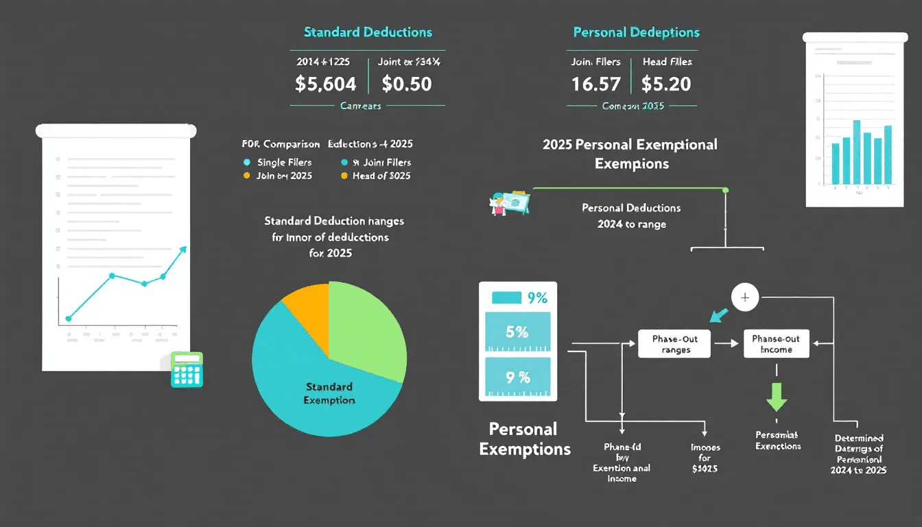 Illustration showing changes in standard deductions and personal exemptions for tax year 2025.