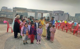 Students receiving a certificate at school