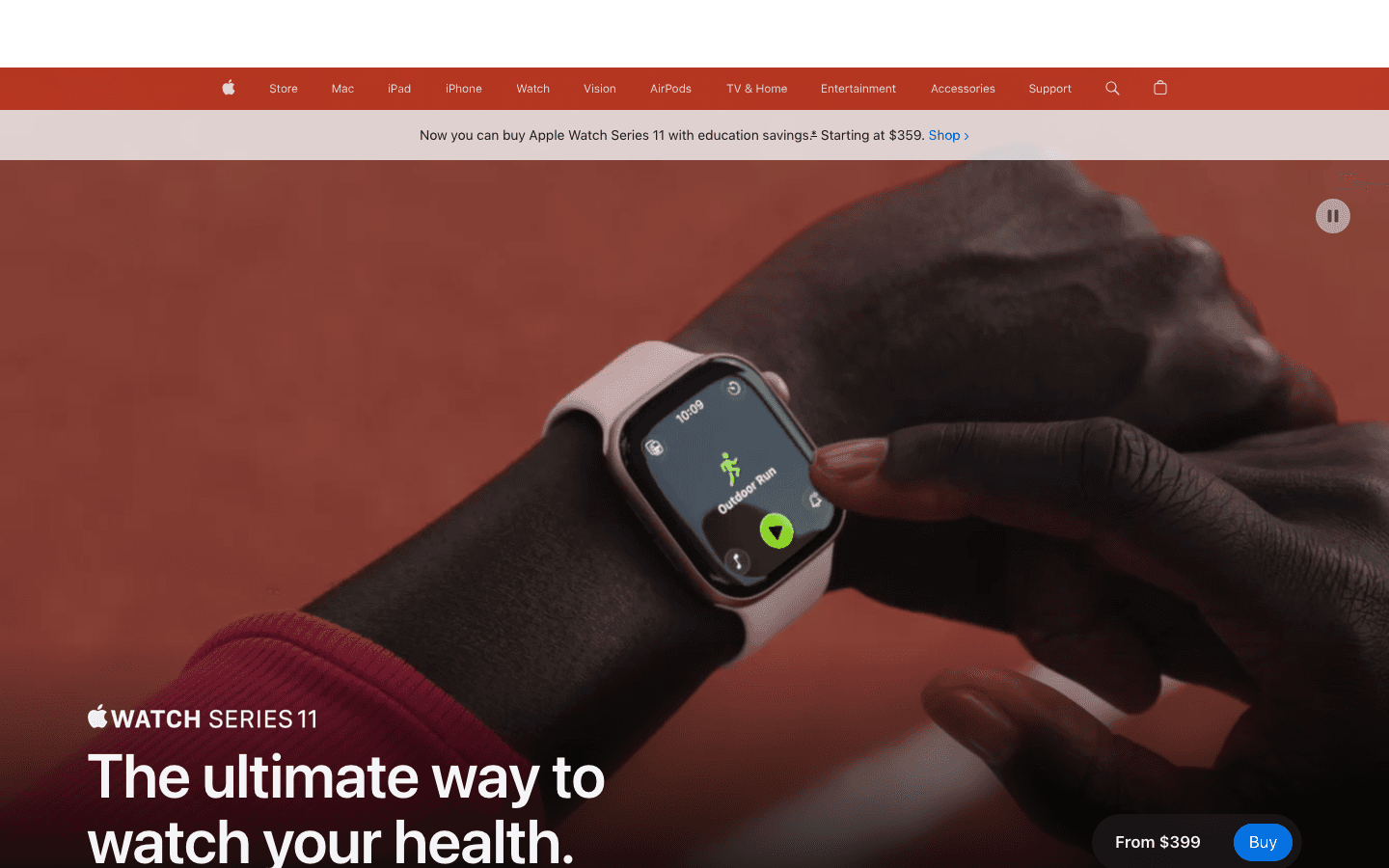 Apple Watch Series 11 page on apple.com
