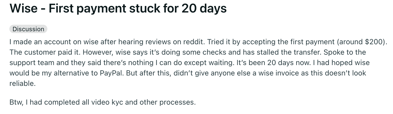 Wise payment review