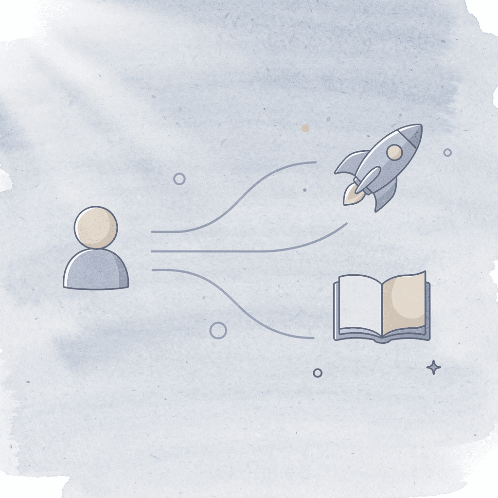 Trading strategy icon splitting into different paths representing firm selection