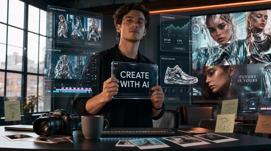 Create with AI futuristic studio
