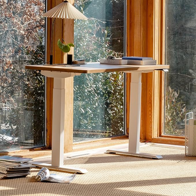 The duo standing desk blends modern aesthetics with practical design for any setting.